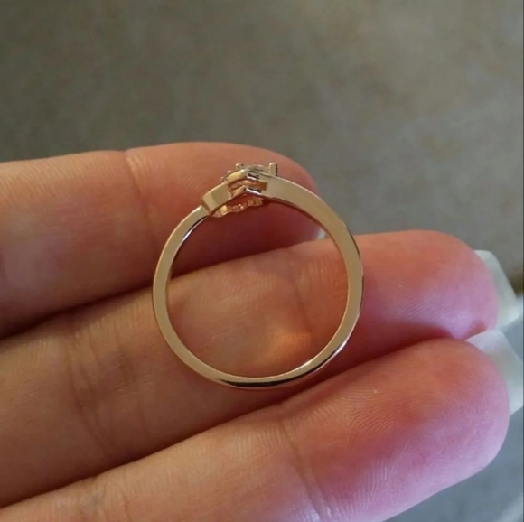 14k Rose Gold/Silver Heart Love Sapphire Ring sz10 - Picture 3 of 7